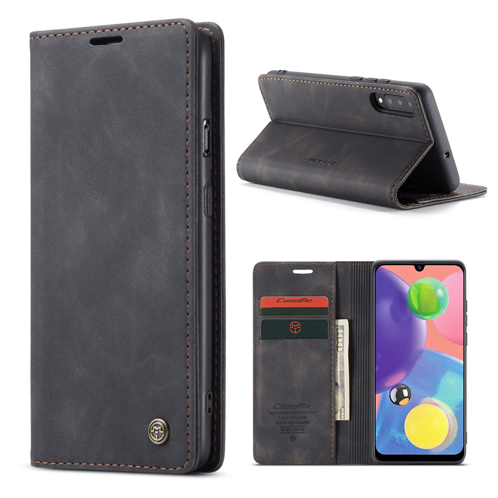 CaseMe Samsung Galaxy A70s Vintage- hülle - Schwarz