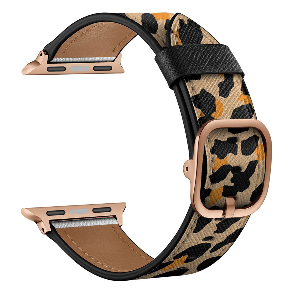 Apple Watch Series 6 / 5 40mm Stilvoll Leder Uhrenarmband - Gelb Leopard Drucken