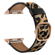 Apple Watch Series 6 / 5 40mm Stilvoll Leder Uhrenarmband - Gelb Leopard Drucken