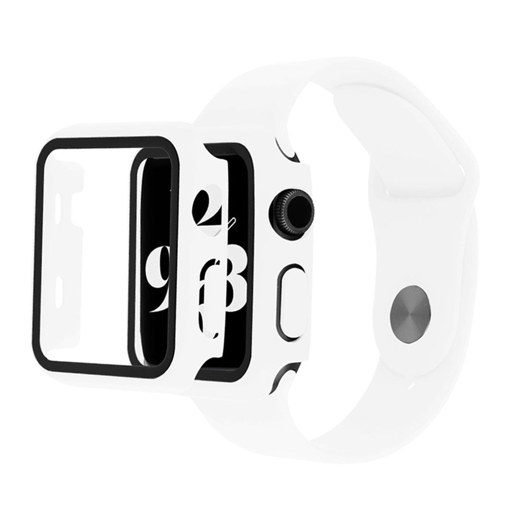 Apple Watch Series 6 / 5 40mm Hülle mit Gehärtetes Glas + Uhrenarmband - Weiß