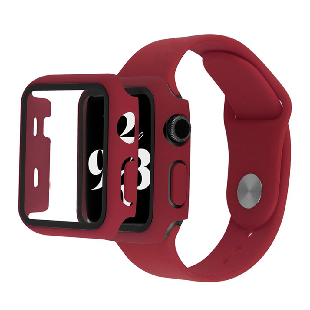 Apple Watch Series 6 / 5 40mm Hülle mit Gehärtetes Glas + Uhrenarmband - Weinrot