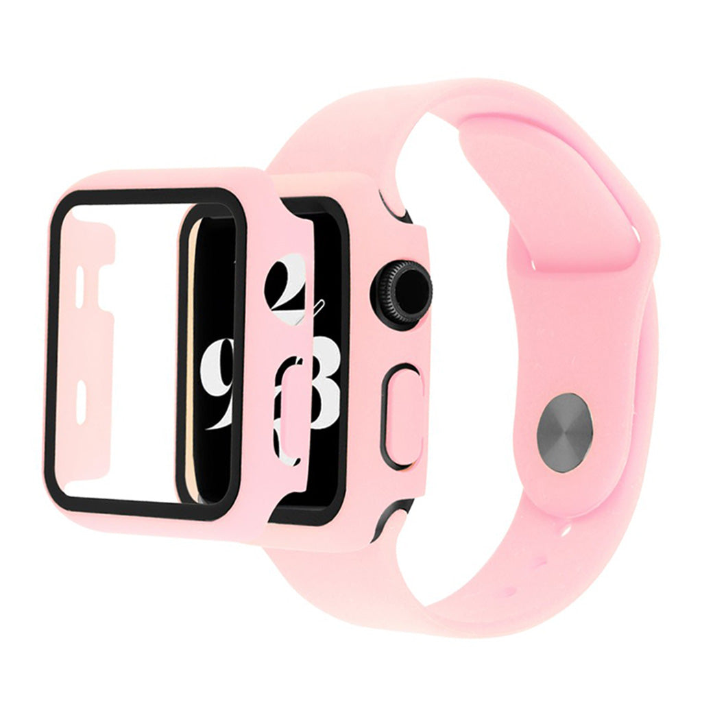 Apple Watch Series 6 / 5 40mm Hülle mit Gehärtetes Glas + Uhrenarmband - Tiefes Rosa