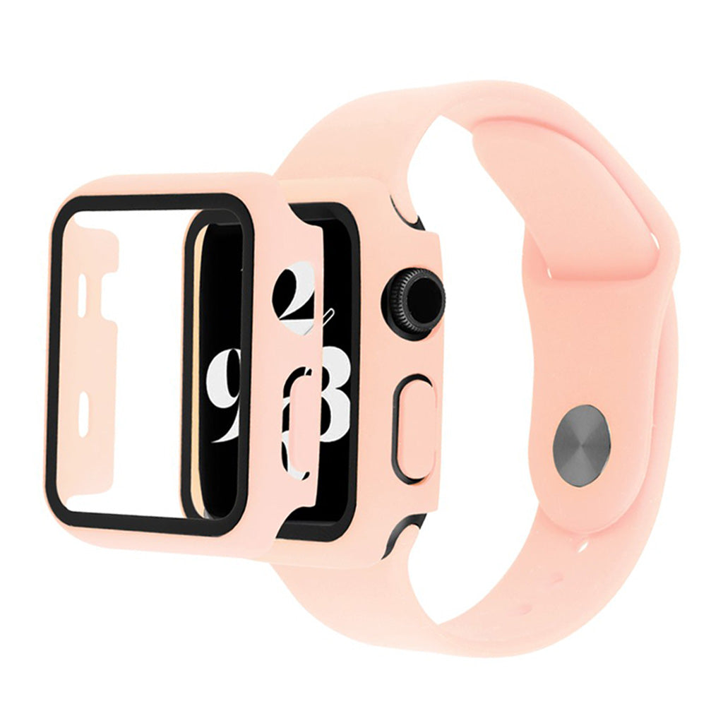 Apple Watch Series 6 / 5 40mm Hülle mit Gehärtetes Glas + Uhrenarmband - Hellrosa
