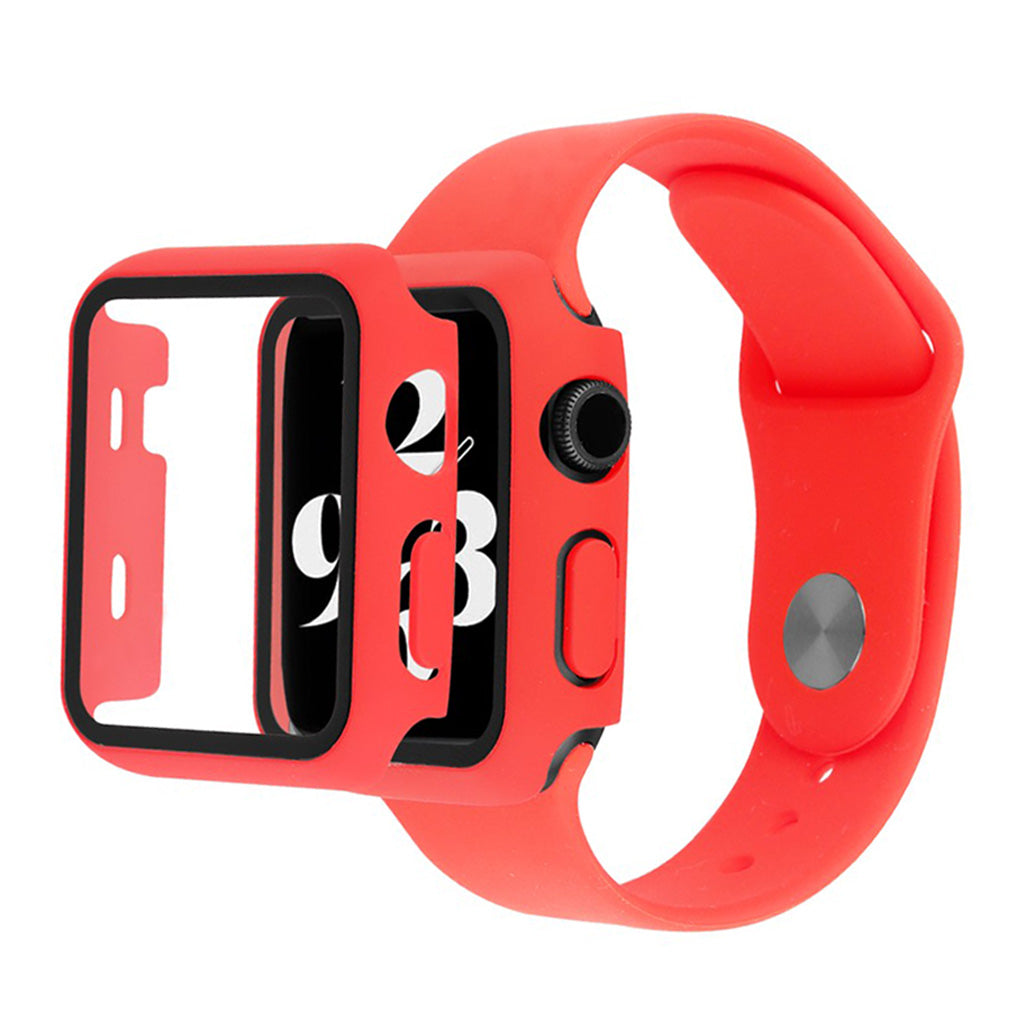 Apple Watch Series 6 / 5 40mm Hülle mit Gehärtetes Glas + Uhrenarmband - Rot