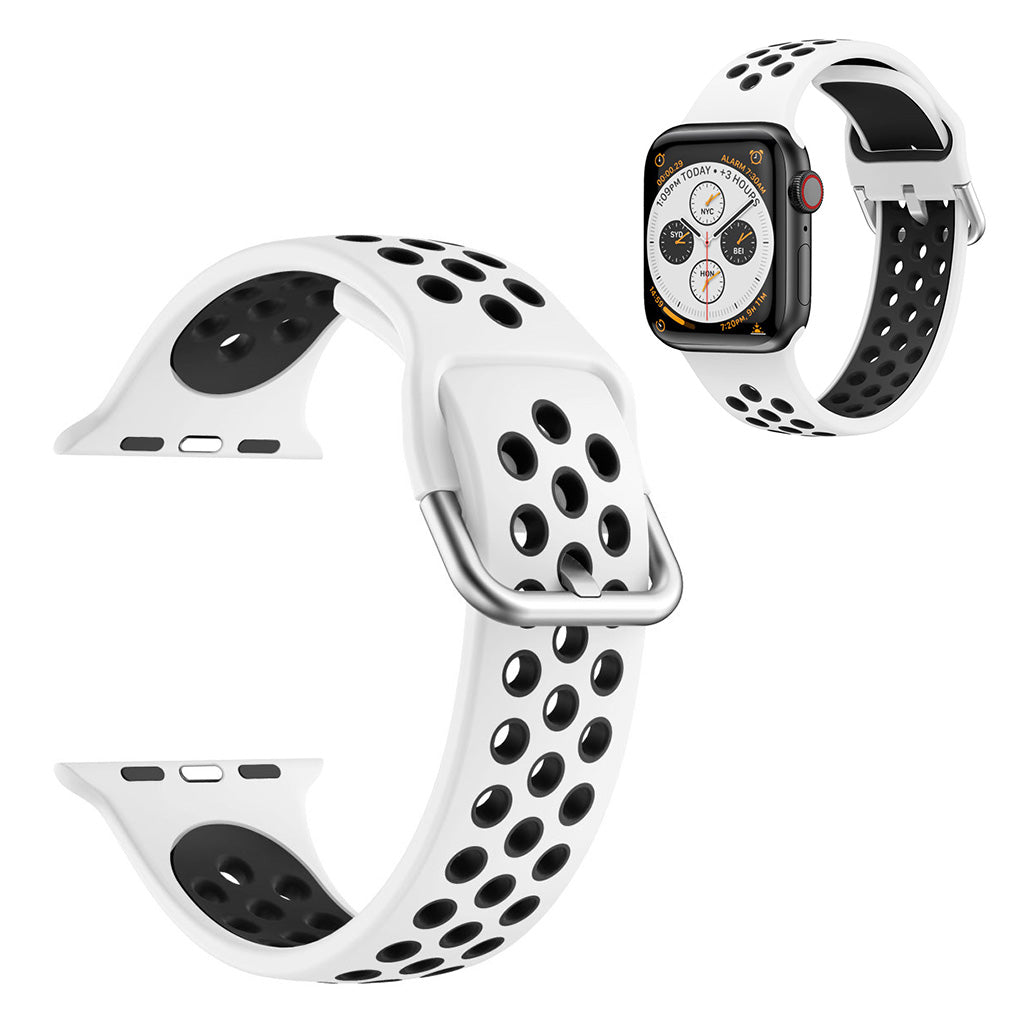 Zweifarbig Silikon Uhrenarmband für Apple Watch Series 6 / 5 40mm - Weiß / Schwarz