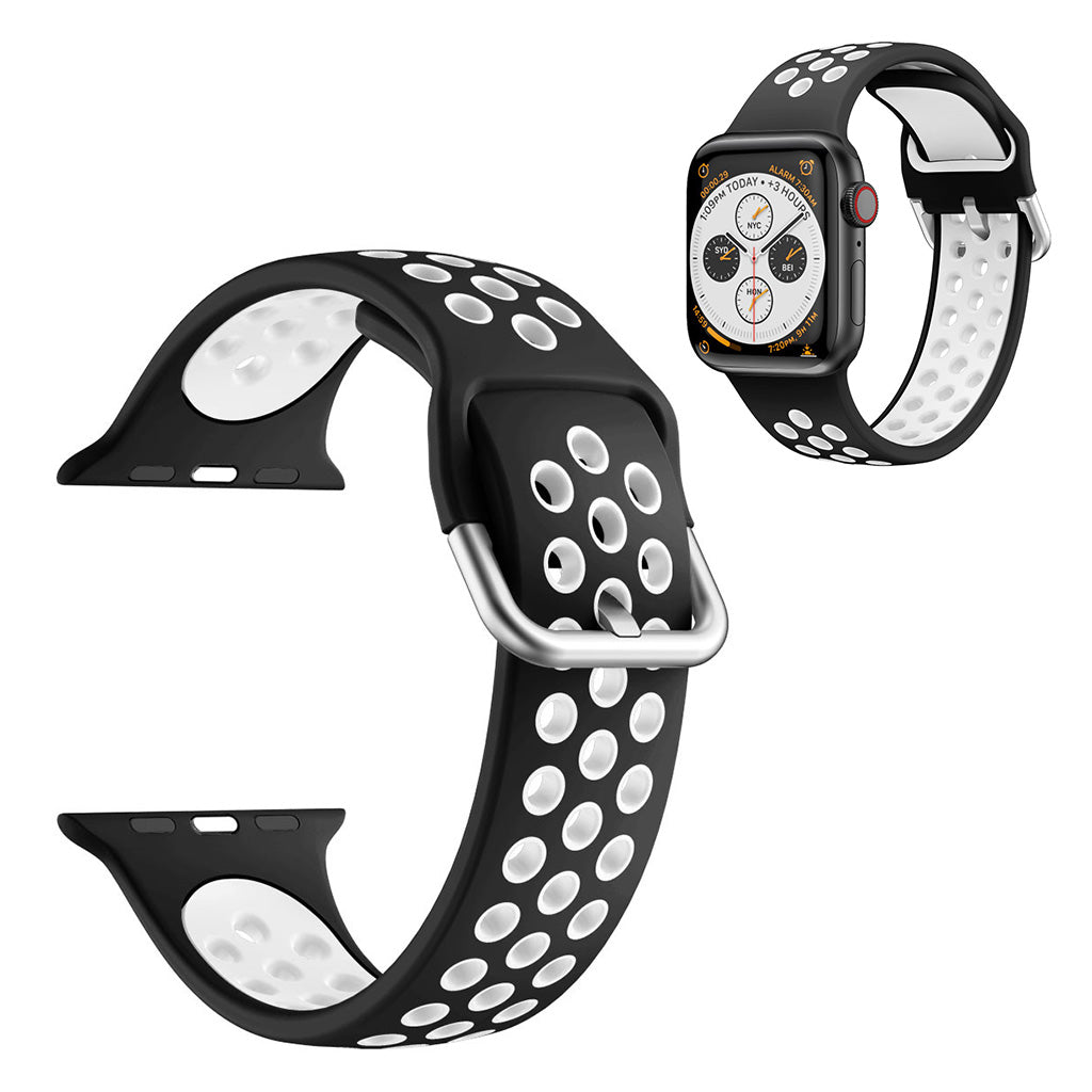 Zweifarbig Silikon Uhrenarmband für Apple Watch Series 6 / 5 40mm - Schwarz / Weiß