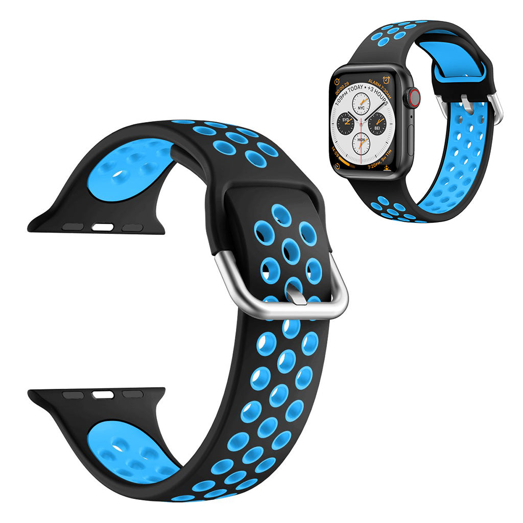 Zweifarbig Silikon Uhrenarmband für Apple Watch Series 6 / 5 40mm - Schwarz / Blau