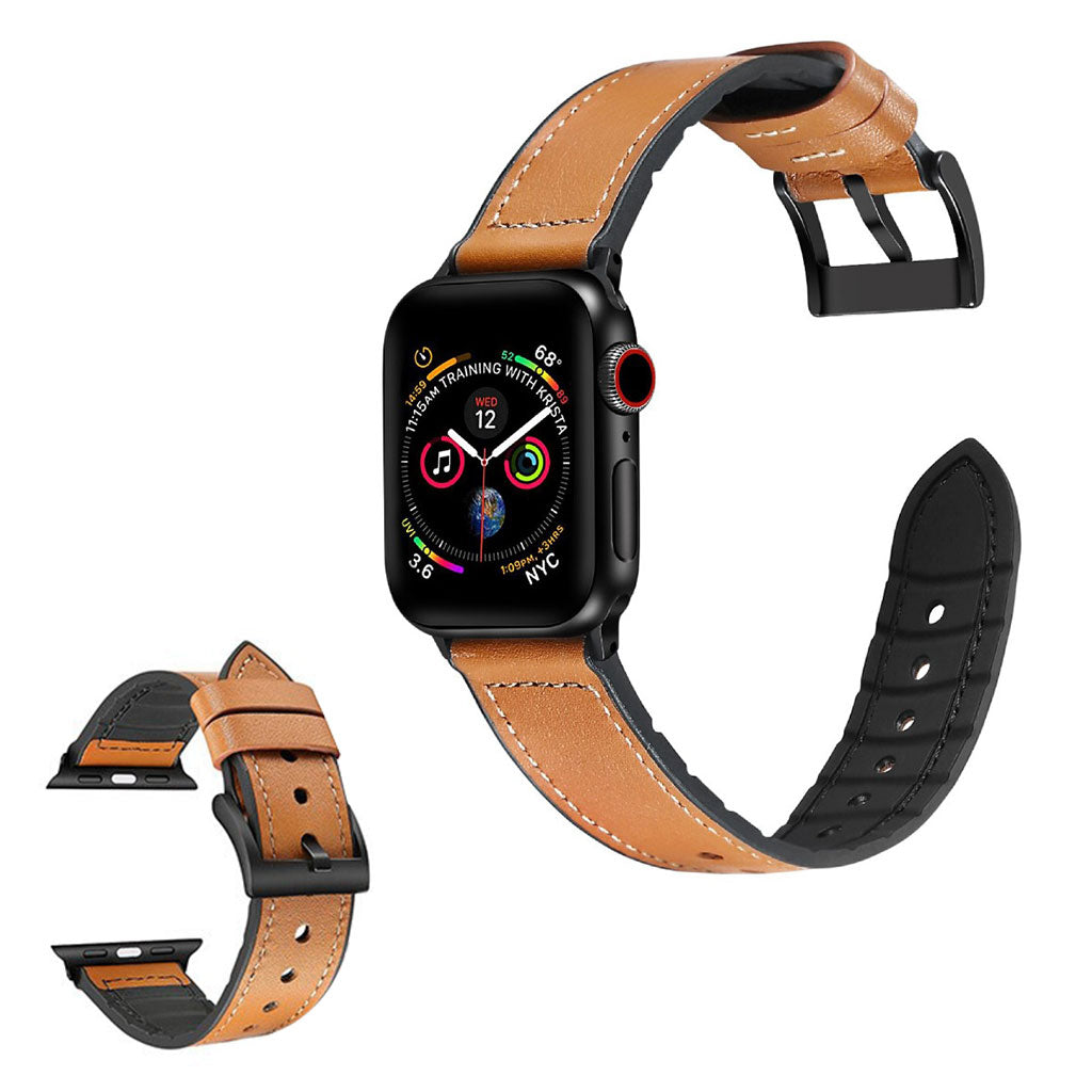 Apple Watch Series 6 / 5 40mm Silikon + Leder Beschichtet Uhrenarmband - Braun