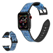 Apple Watch Series 6 / 5 40mm Silikon + Leder Beschichtet Uhrenarmband - Muster Dunkelblau