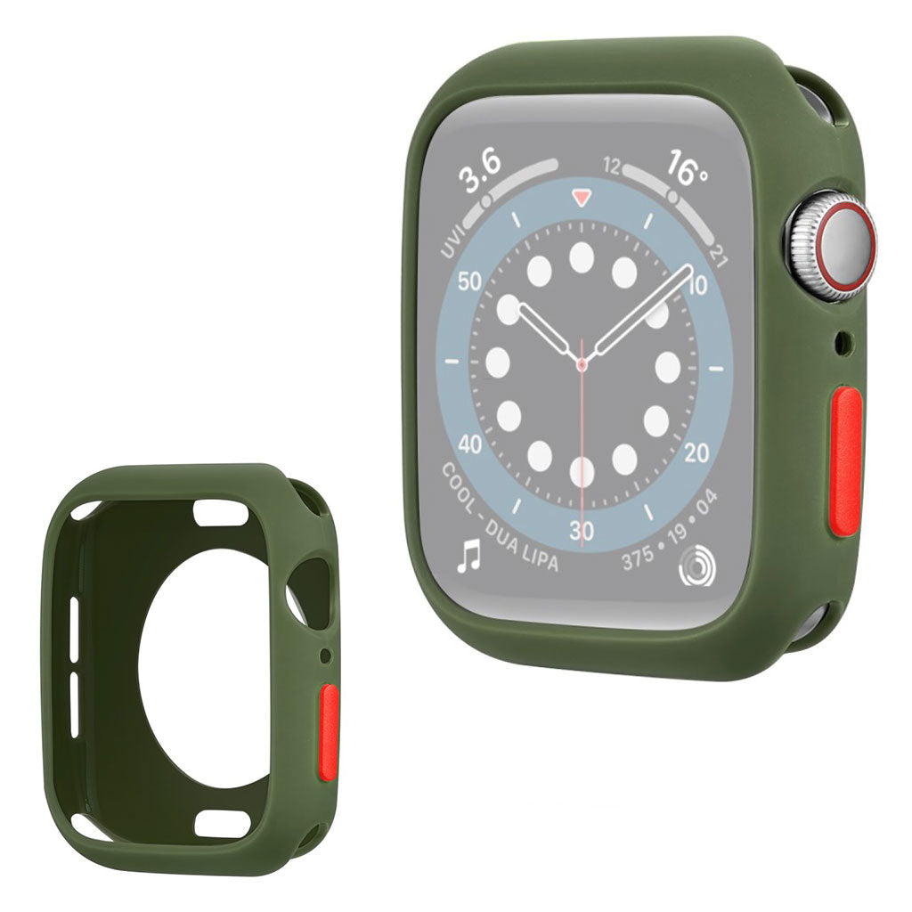 Apple Watch Series 6 / 5 40mm Süßigkeitsfarbe Silikon Rahmen - Armeegrün / Rot