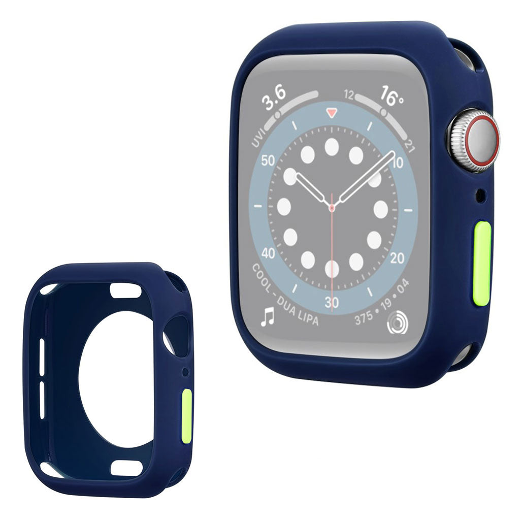 Apple Watch Series 6 / 5 40mm Süßigkeitsfarbe Silikon Rahmen - Blau / Gelbgrün