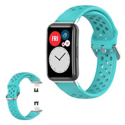 Huawei Watch Fit Hole Etched Silikon Uhrenarmband - Cyan