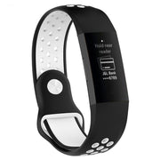 Fitbit Charge 3 Uhrenarmband av silikon med 2 fargers design - Schwarz und Weiß