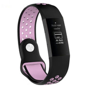 Fitbit Charge 3 atmungsaktiv zweifarbig Silikonarmband - Schwarz / Pink