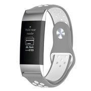 Fitbit Charge 3 Uhrenarmband av silikon med 2 fargers design - Grau og Weiß