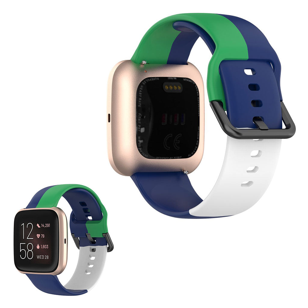 Fitbit Versa 2 / Versa Lite Drei Farbe Silikon Uhrenarmband - Blau / Grün / Weiß