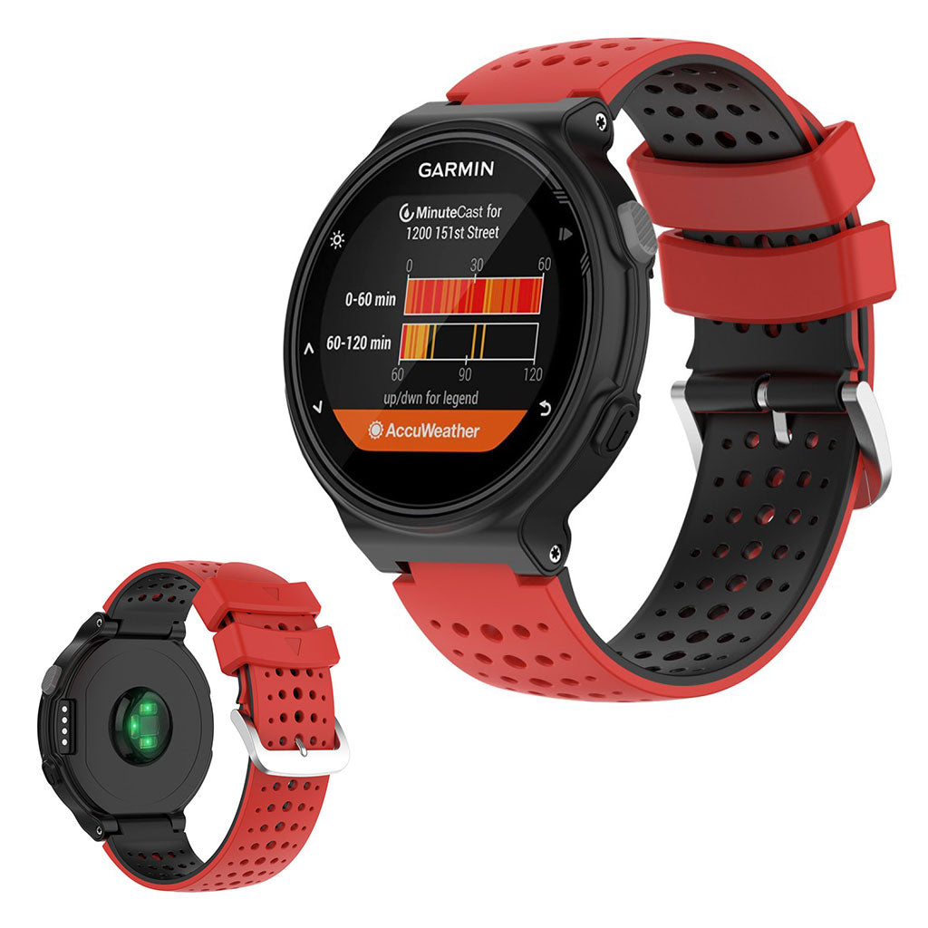 Zweifarbig Silikon Uhrenarmband For Garmin Forerunner Gerätes - Rot / Schwarz