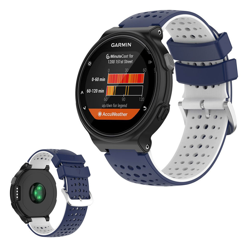 Zweifarbig Silikon Uhrenarmband For Garmin Forerunner Gerätes - Blau / Weiß