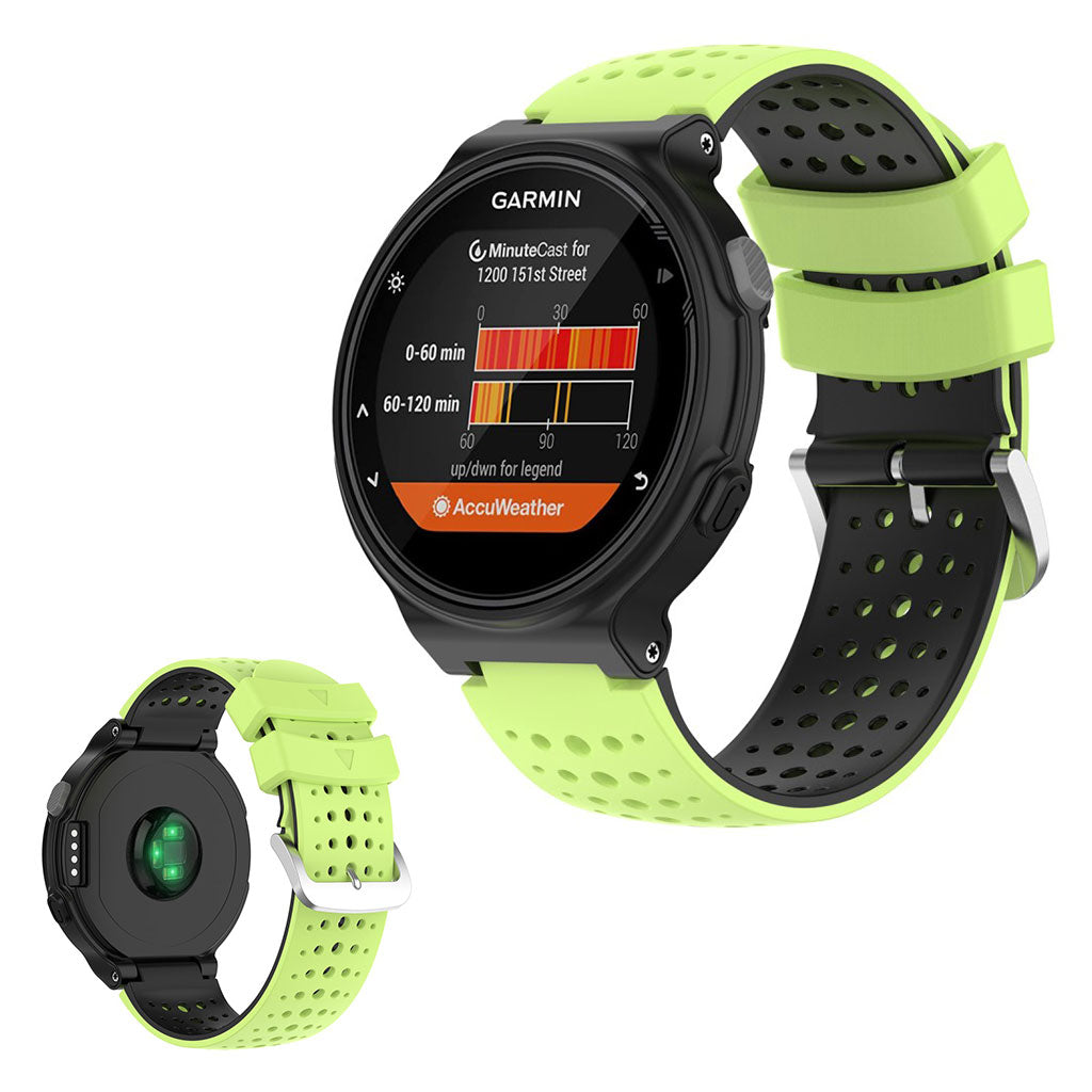 Zweifarbig Silikon Uhrenarmband For Garmin Forerunner Gerätes - Limette / Schwarz