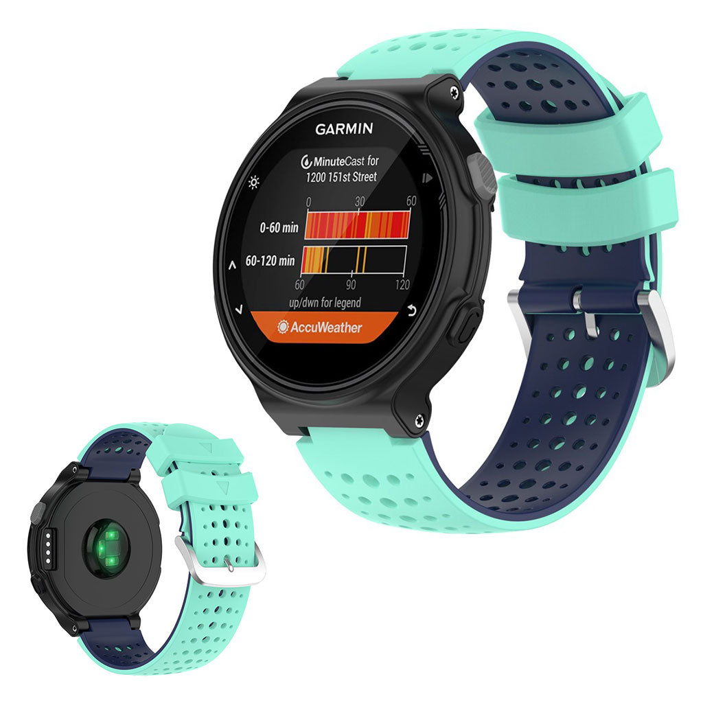 Zweifarbig Silikon Uhrenarmband For Garmin Forerunner Gerätes - Cyan / Dunkelblau