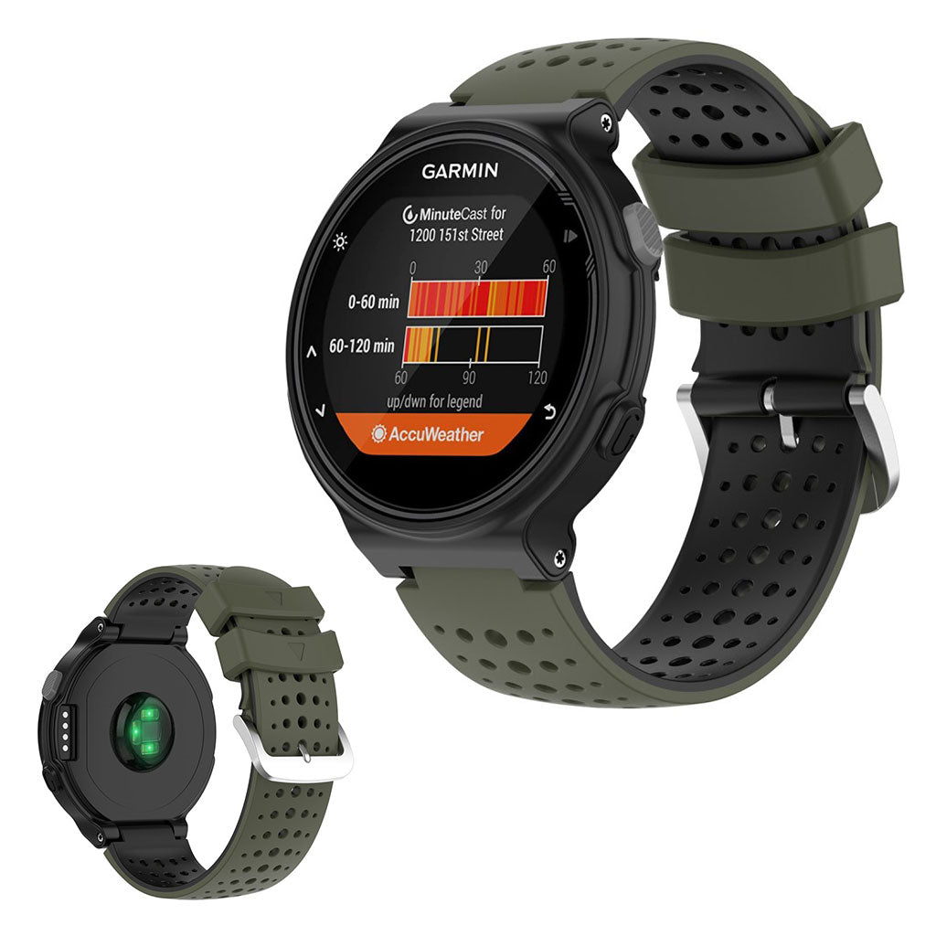 Zweifarbig Silikon Uhrenarmband For Garmin Forerunner Gerätes - Armeegrün / Schwarz