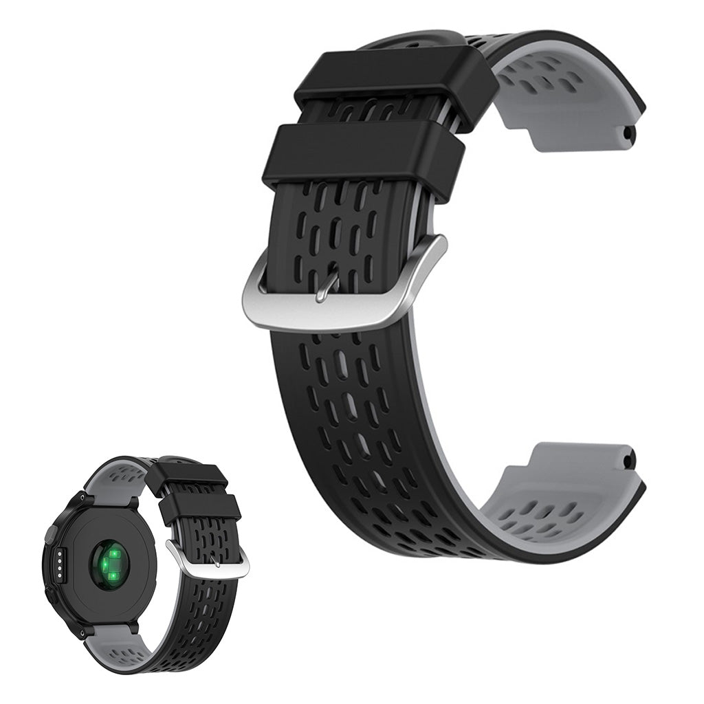 Zweifarbig Silikon Uhrenarmband für Garmin Gerätes - Schwarz / Grau