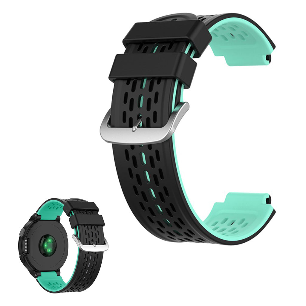 Zweifarbig Silikon Uhrenarmband für Garmin Gerätes - Schwarz / Cyan