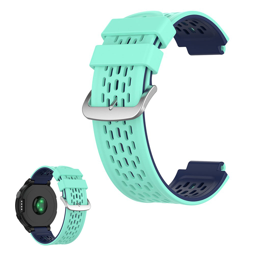 Zweifarbig Silikon Uhrenarmband für Garmin Gerätes - Cyan / Dunkelblau