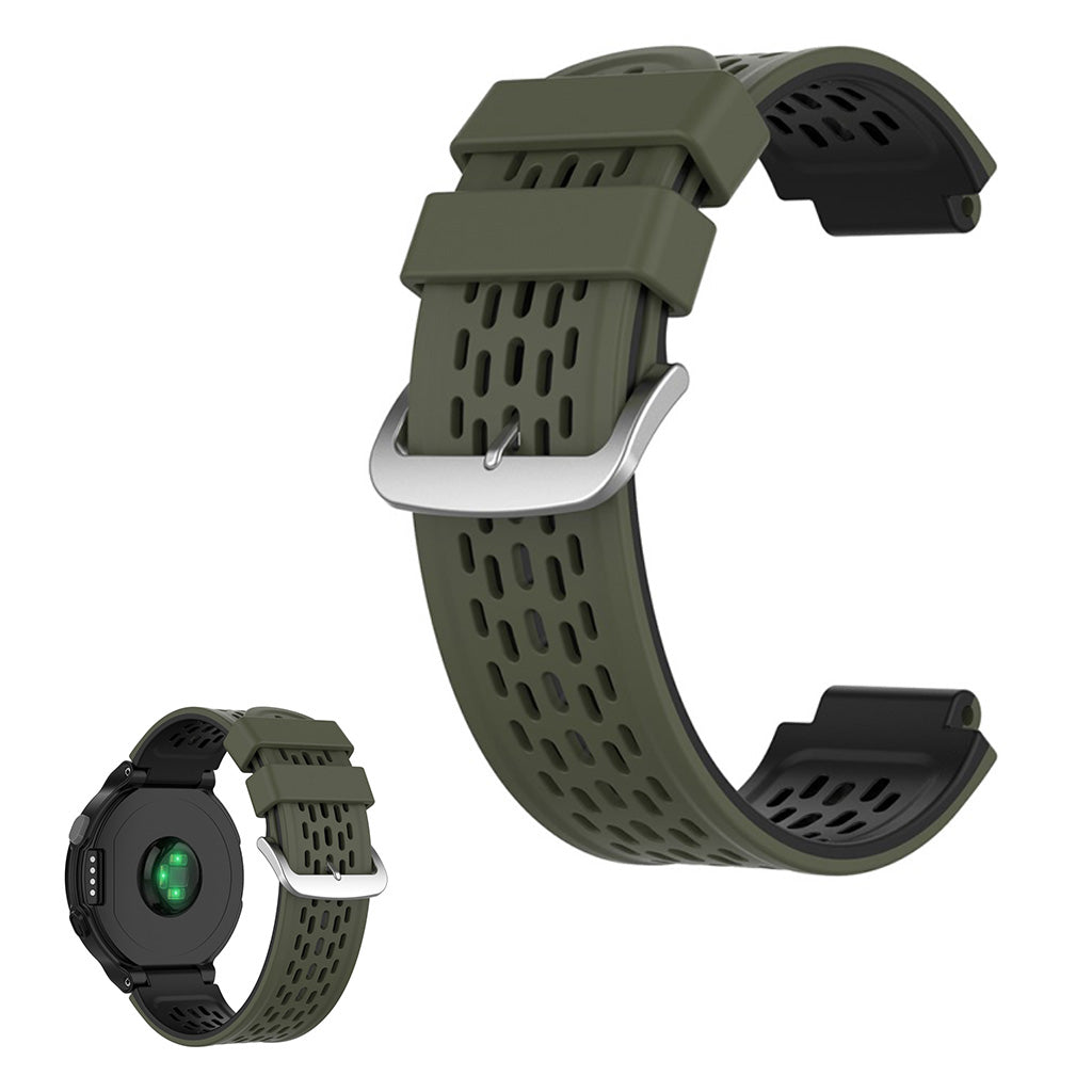 Zweifarbig Silikon Uhrenarmband für Garmin Gerätes - Armeegrün / Schwarz