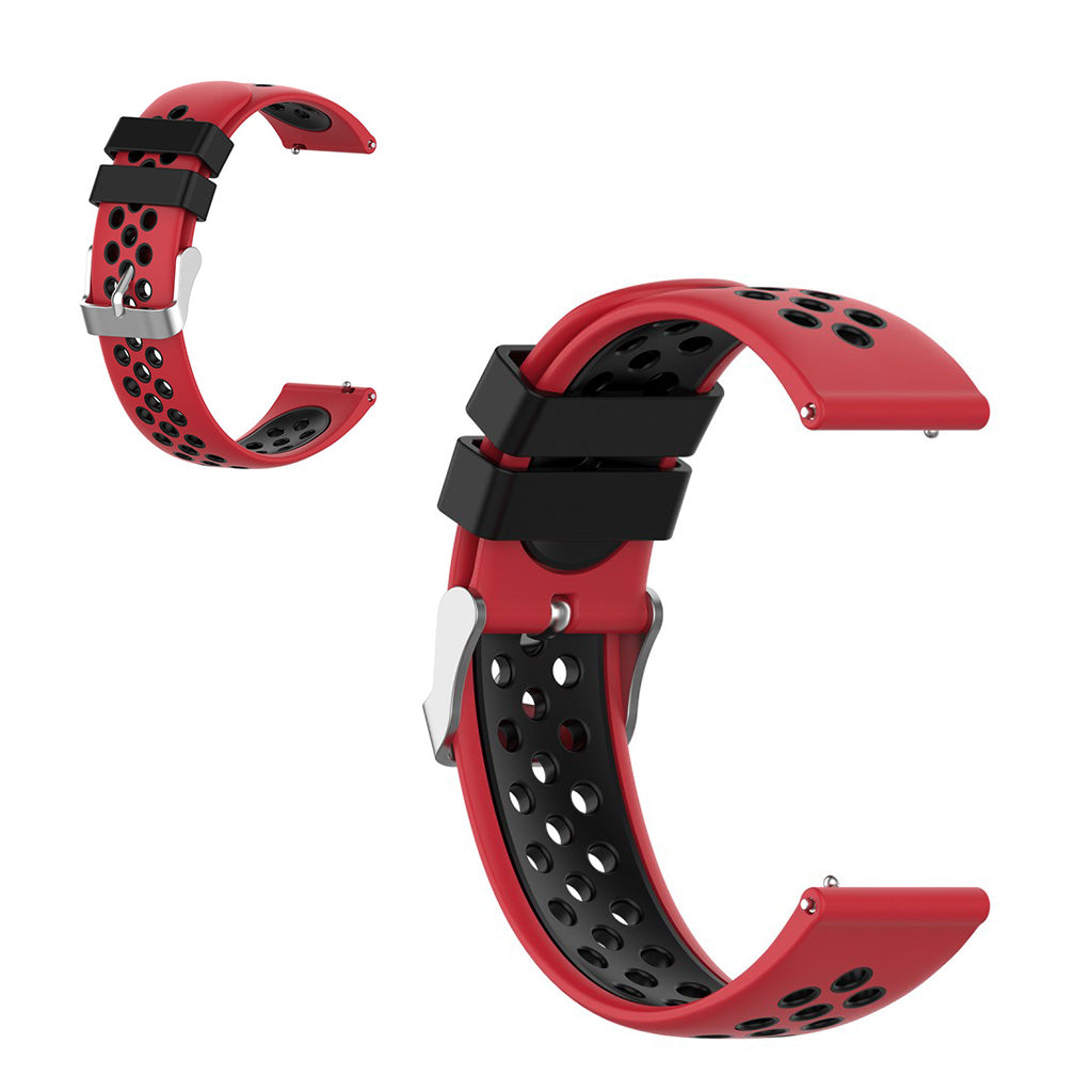 22mm Universal Zweifarbig + Loop Silikon Uhrenarmband - Rot / Schwarz