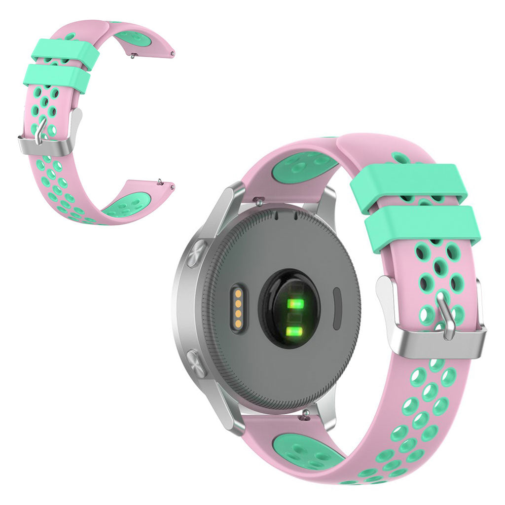 18mm Garmin Vivoactive 4S / Vivomove 3s Zweifarbig Silikon Uhrenarmband - Rosa / Cyan